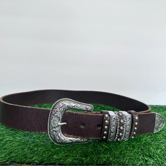 Nocona Brown 100% Leather Belt with Silver Buckle size small